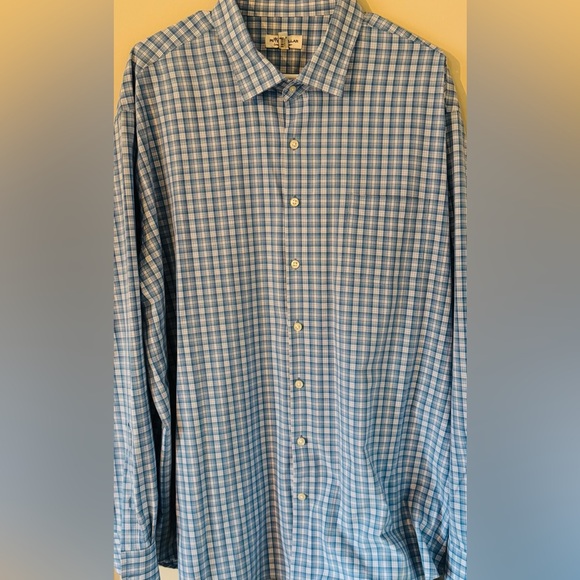 Peter Millar Other - NWOT Peter Millar 100% Polyester Blue & White Men’s XXL Long Sleeve Button Up